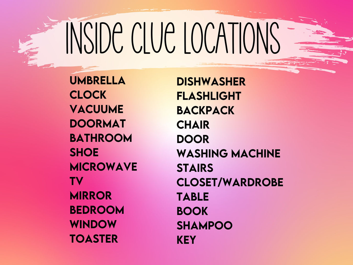 Easter Treasure Hunt Clues | Inside and Outside