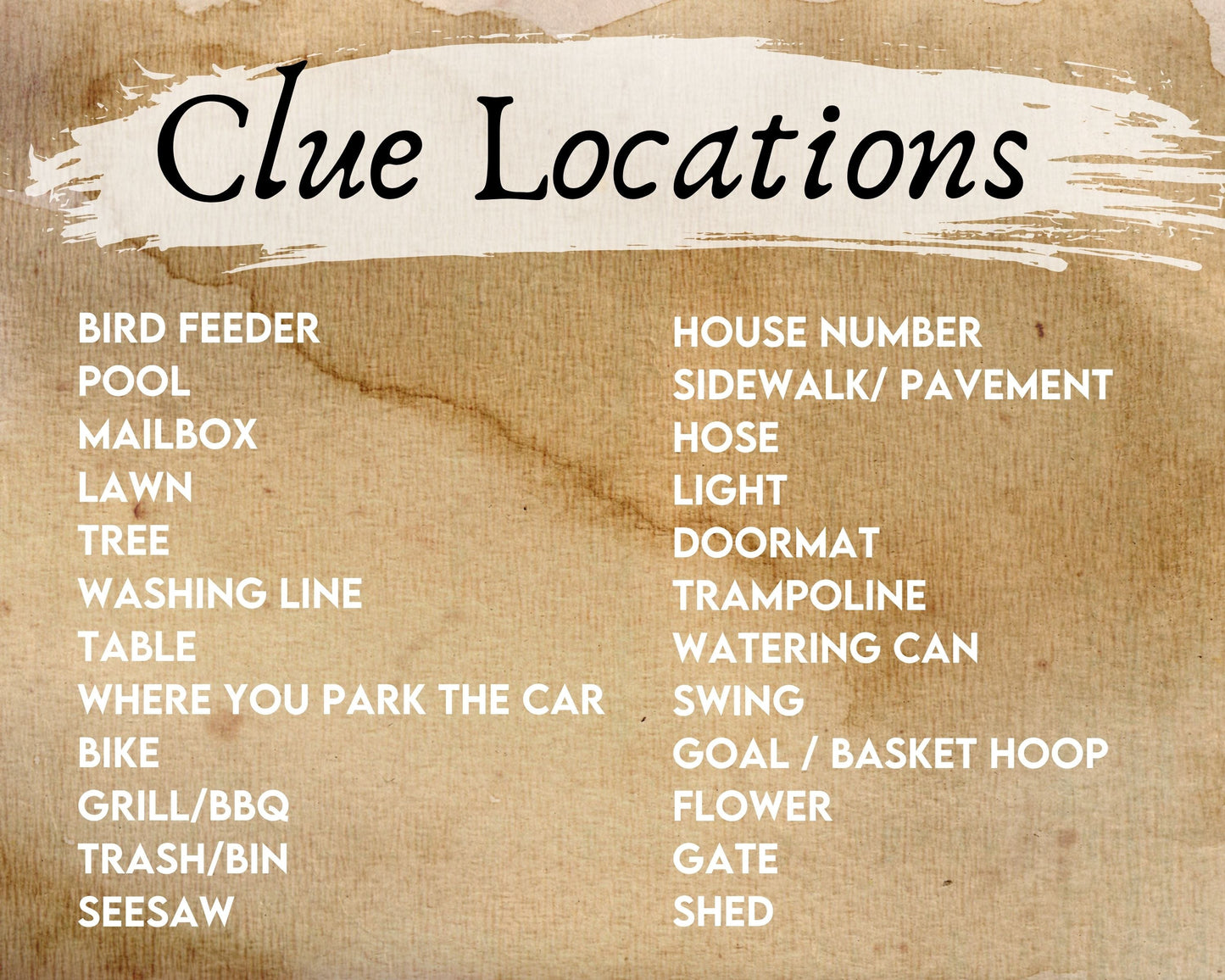 Inside Treasure Hunt Clues