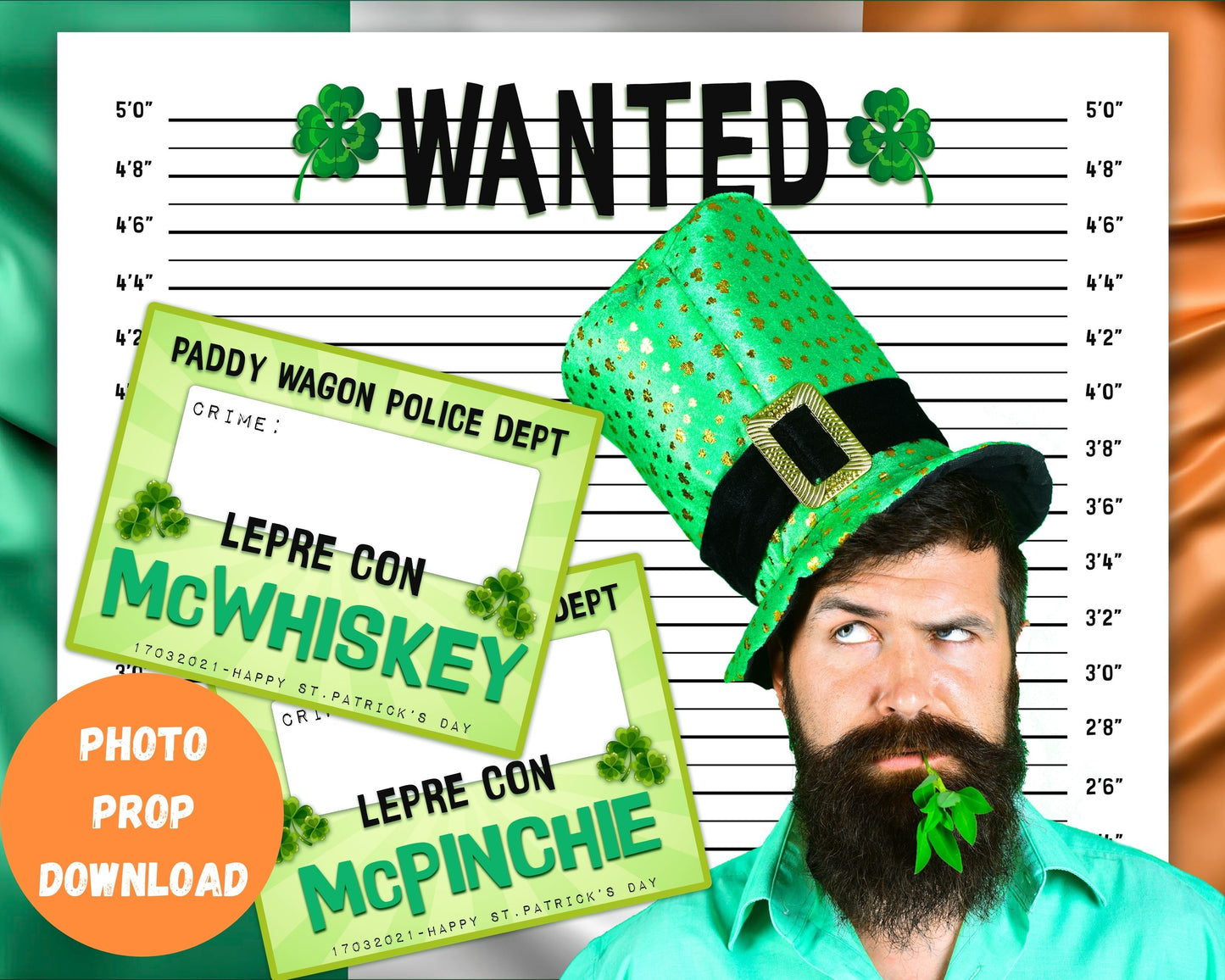 St Patrick's Day Photo Lepre-Con Mug Shot and Sign Kit