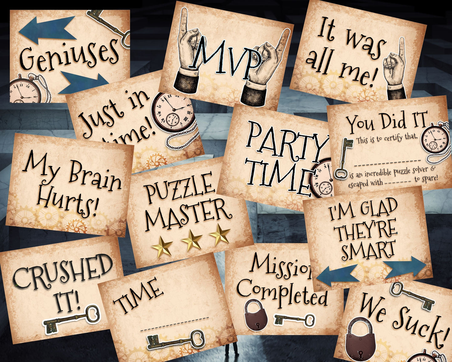 Escape Room Photo Prop Signs