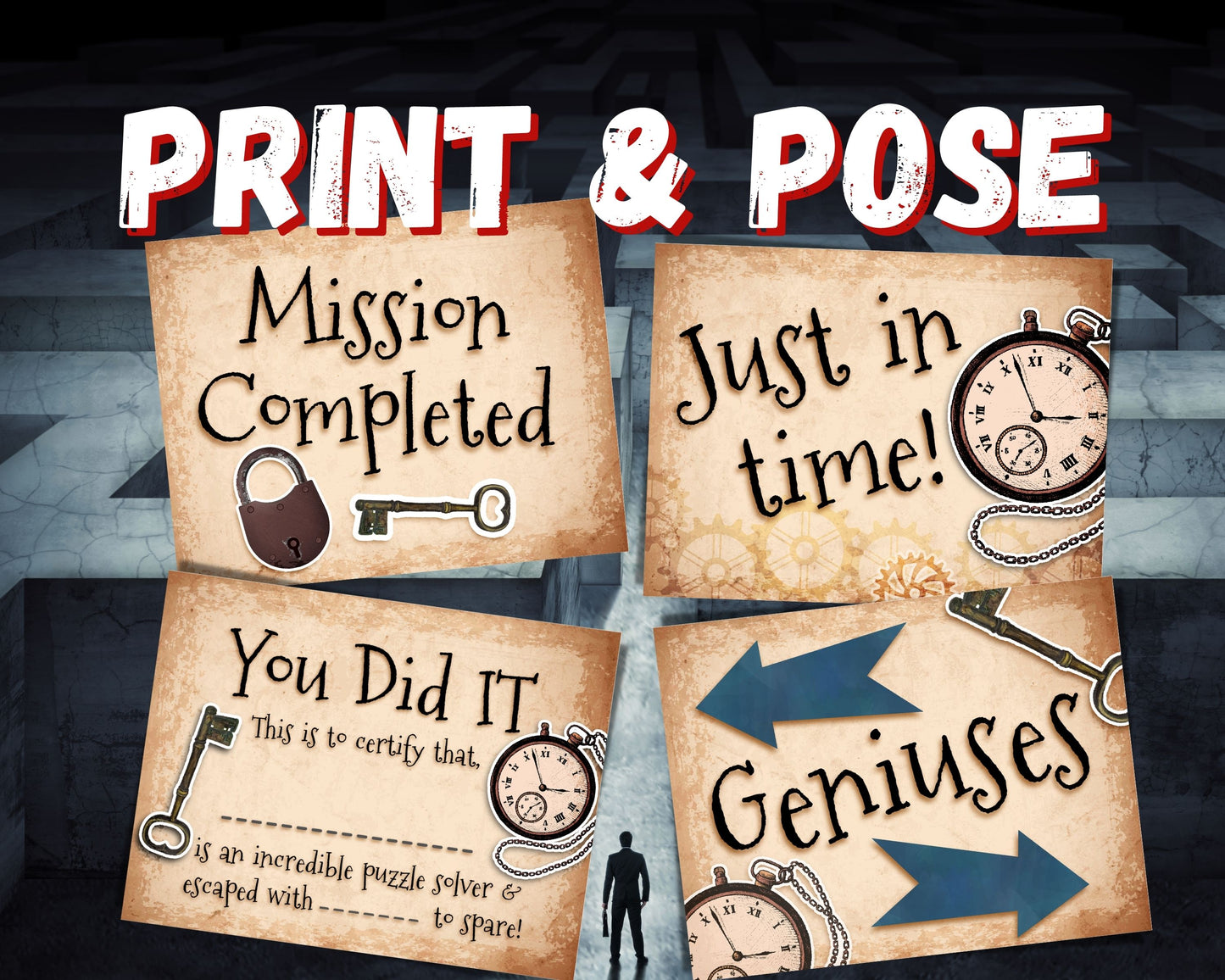 Escape Room Photo Prop Signs