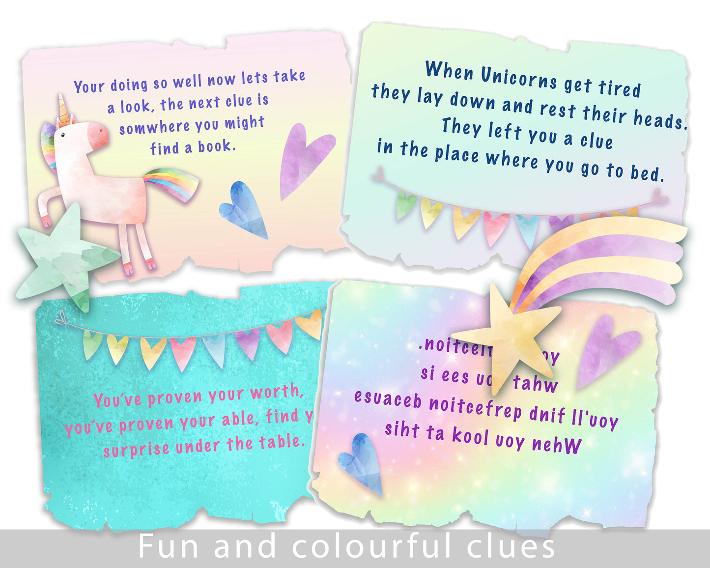 unicorn birthday party treasure hunt