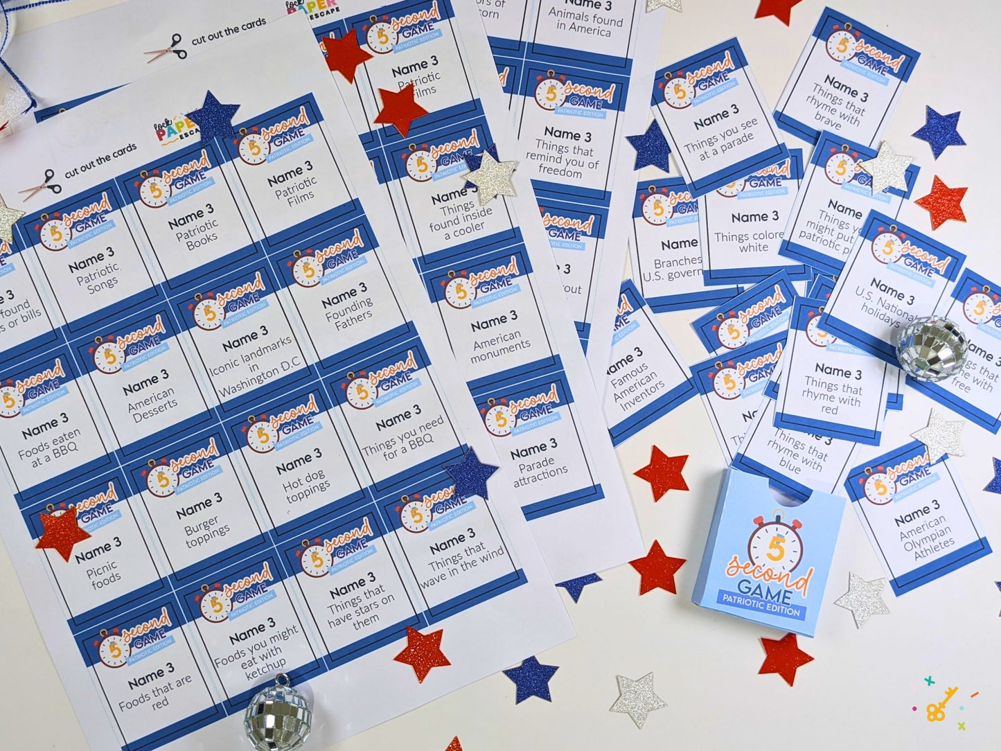 Patriotic 5 Second Game | Printable 4th of July Party Game