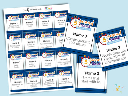 Patriotic 5 Second Game | Printable 4th of July Party Game