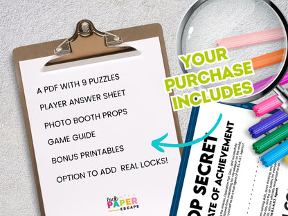Spy Escape Room Game – Printable Party Adventure for Kids