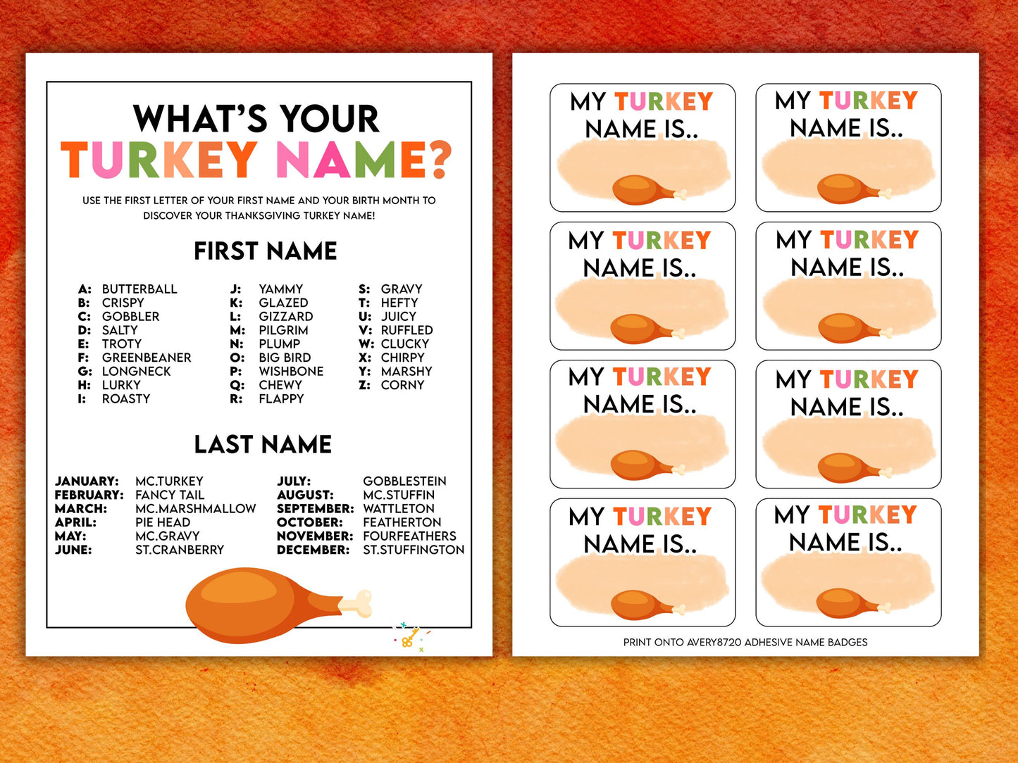 "What’s Your Turkey Name?" Thanksgiving Game