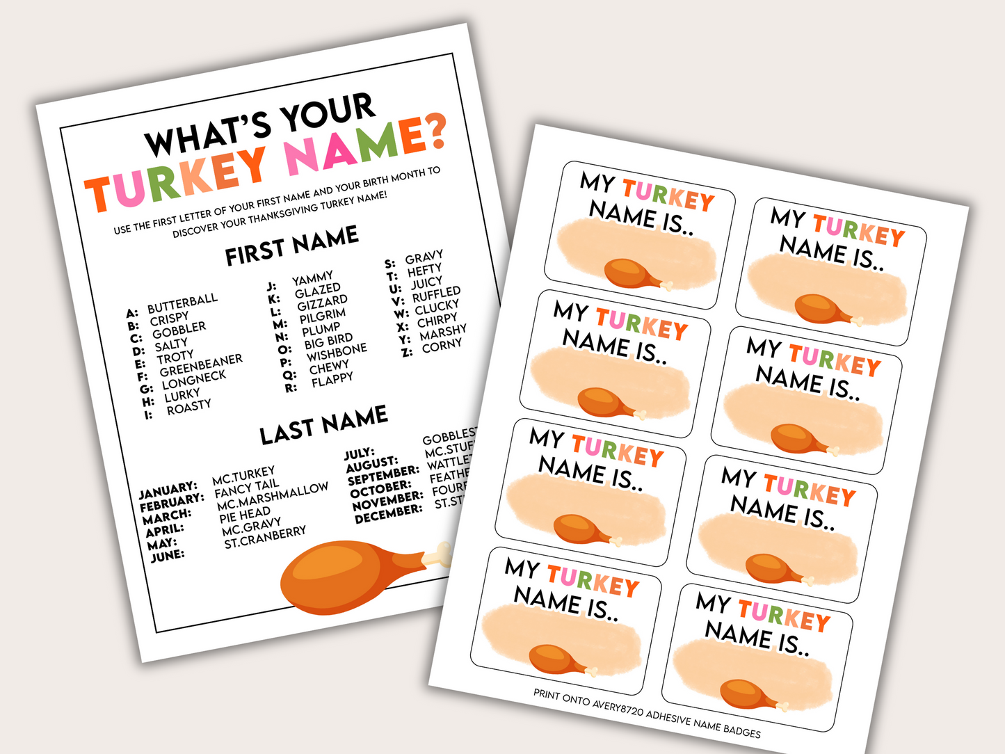 "What’s Your Turkey Name?" Thanksgiving Game