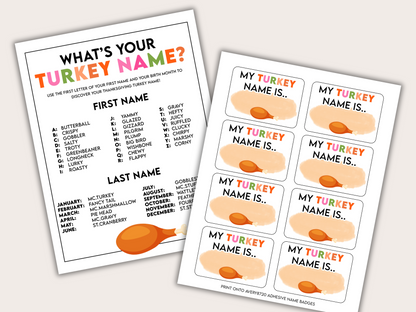 "What’s Your Turkey Name?" Thanksgiving Game