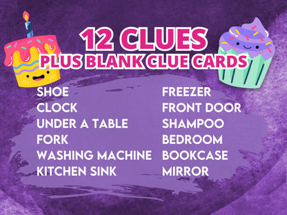 A list of locations revealed in the kids treasure hunt.