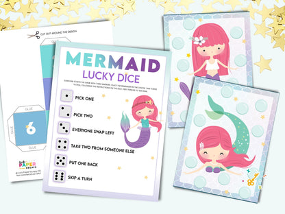 Mermaid game board and printable dice