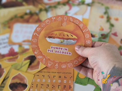 A Pumpkin pie decoder wheel, escape room puzzle piece.