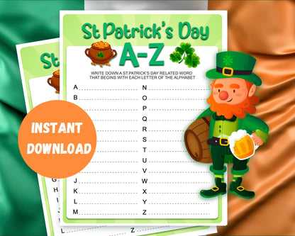 St Patricks Day A-Z Word Game