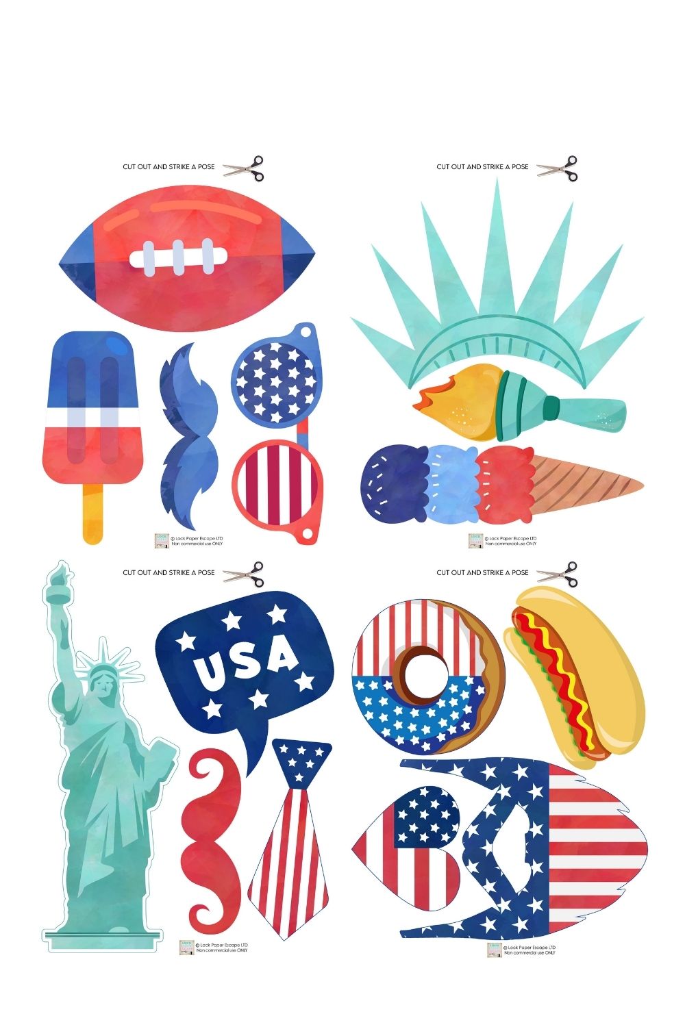 4th July Photo Booth Props