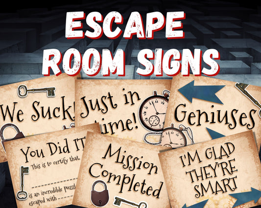 Escape Room Photo Prop Signs