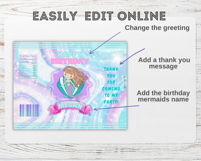 how to edit mermaid chip bag template