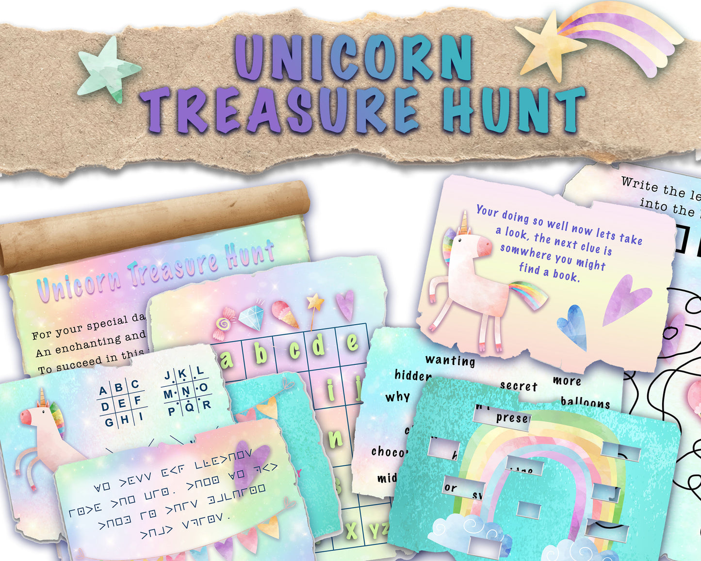 unicorn treasure hunt clues
