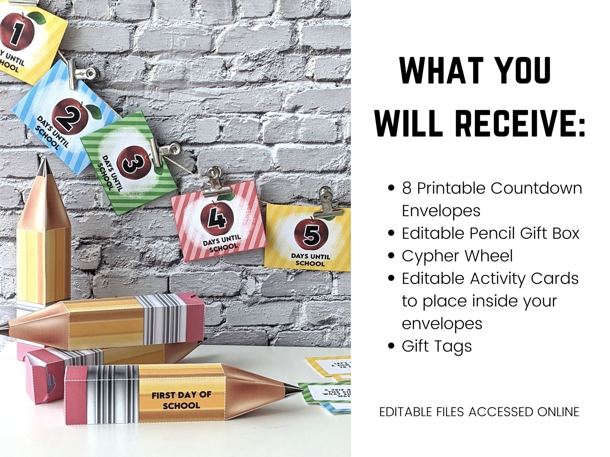 Back To School Countdown Activity Kit. Pencil Gift Box, Plus Secret Messages. Fun Back to School Activity Bundle.