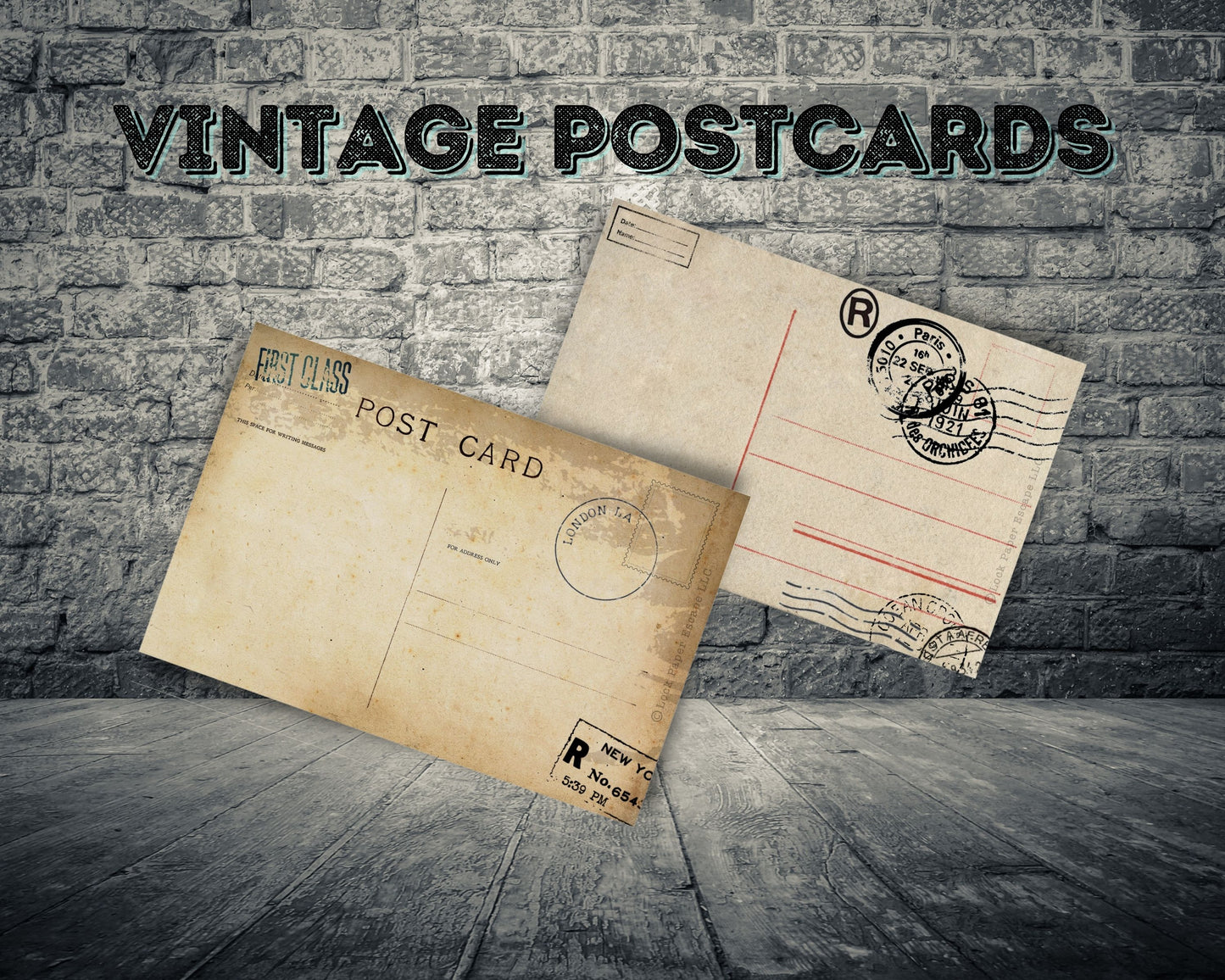 Vintage postcards for DIY escape room 